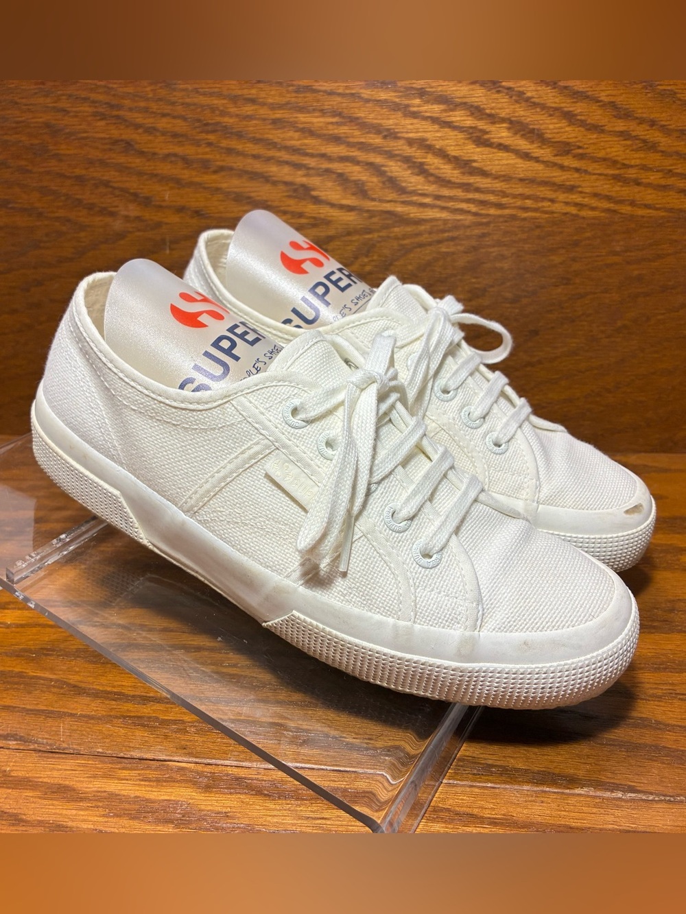 Superga Cotu Classic White Ecru Canvas Sneakers WITH BOX W 7.5 / M 6